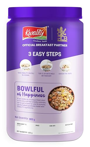 Image of KWALITY Muesli Fruit, Nut & Seeds 900g Jar, 87% Multi Grains, No Maida, Natural Source Of Vitamin & Iron, High In Protein & Fiber, Low Fat & Cholesterol, Healthy Breakfast Cereal (Pack of 3)