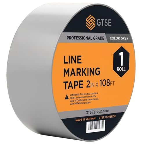 Image of GTSE 2 inch x 108 ft Gray /Grey PVC Vinyl Floor Tape, 48 Rolls, Safety Marking Tape, 6 mil Thick, Suitable for Dance Floors, Gyms, Warehouses, Sports Facilities