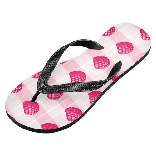 Raspberry Stripe Pink Flip Flops for Beach Thong Sandals Anti-slip Lightweight Beach Shoes for Indoor Outdoor House2