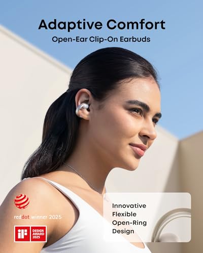 Image of Soundcore AeroClip by Anker, Open-Ear Earbuds, Clip-On Headphones, Adaptive Comfort, Clear Calls with 4 Mics and AI, Stable Fit, 12mm Drivers for Powerful Bass, Hi-Res, Open-Ring Design