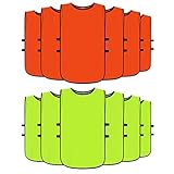 Graunton Pinnies Scrimmage Team Practice Vests Jerseys for Children Youth Teen & Adult for Sports Basketball, Soccer, Football Mesh (12 Jerseys), X-Large, 6 Green + 6 Orange