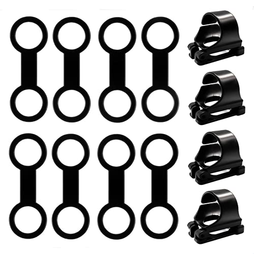 POFUIERKN 12 Pack Black Plastic Scuba Dive Universal Plastic Clip Snorkel Keeper Tube Holder, Soft Silicone Loop Style Snorkel Keeper Lock Kit Snorkeling Snorkel Keeper Retainer