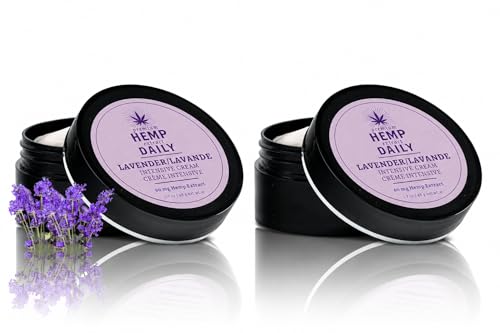 Premium Hemp Extract Daily Intensive Cream - Muscle, Knee, Joint, Back, Neck and Shoulder Topical Rub - Organic | 1.7 Ounces (Lavender, Pack of 2)