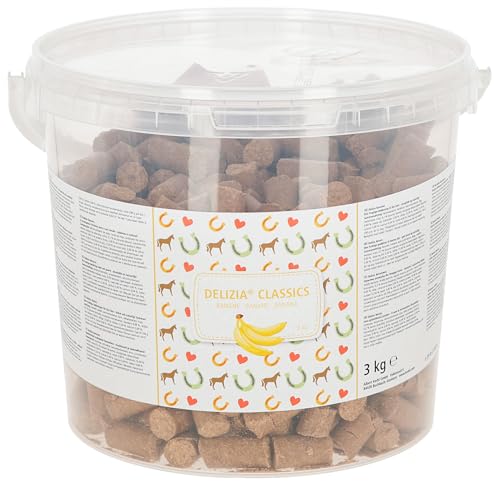 Delizia Dados de recompensa Classic, alimento para Caballos, suplemento, 3 kg/Cubo, plátano, Caballos, minerales, vitaminas