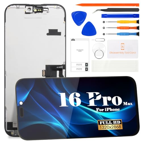 Incell for iPhone 16 Pro Max LCD Display for iPhone 16 Pro Max Screen Replacemet for iPhone 16 Pro Max A3296, A3084, A3295, A3297 Touch Screen Digitizer Display Assembly Repair Kits (Black)