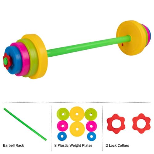 Image of Hey! Play! Kids Exercise Equipment Collection: Strength Training, Cardio, Endurance, and Active Play Essentials - Kids Barbell Set