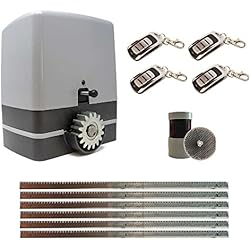 Kit completo motor corredera CARRERA 800KG con 6 metros de cremallera de acero + 4 mandos a distancia TX4 + sensor de reflexión. Para automatizar puertas y cancelas correderas de garaje y parking.