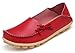 Produktbild Eagsouni Damen Mokassins Bootsschuhe Leder Loafers Freizeit Schuhe Flache Fahren Halbschuhe Casual Slippers, Rot A, 40 EU