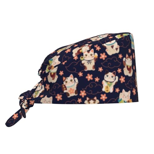 Image of Surgical Caps Men Women, Scrub Cap with Sweatband Adjustable | Tie Back Nurse Cap, Nursing Breathable Working Hat, Scrub Cap, Medical Hats