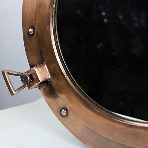 Nagina International Antique Copper Premium Nautical Maritime Ship's Porthole | Authentic Rustic Appeal Porthole Mirrors & Windows - Image 5