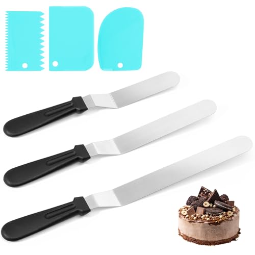 Listado de Cuchillos de repostería los más recomendados. 47 KINGTLE Set Raspador de Pasteles,3 PCS espatulas reposteria acero inoxidable,Raspas Para Reposteria,3PCS Alisador de Pasteles,Raspador de Masa para Vuencos para Hornear Pan Tostada