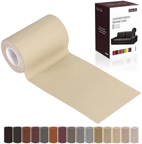 Leather Repair Patch Tape, Light Beige 3 x 61 Inches Self Adhesive Leather Repair Kit for Furniture, Car Seat,Vinyl Leather Repair Kit for Office Chairs, Couch, Sofa, Luggage