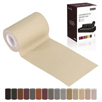 Leather Repair Patch Tape, Light Beige, 3 x 61 Inches, Self-Adhesive Leather Repair Kit for Furniture, Car Seats, Vinyl Leather