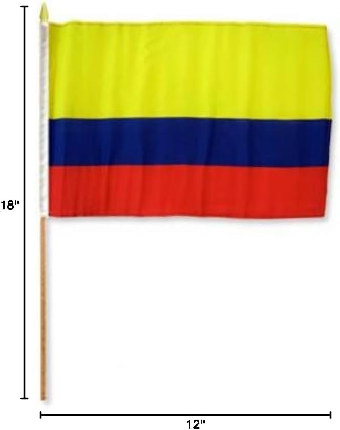 One Dozen Colombia 12x18in Stick Flags.