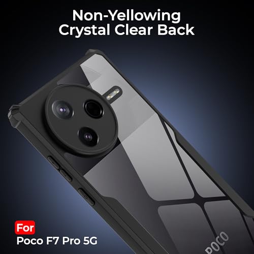 Image of A rtistque Clear Hard Transparent Acrylic Armor Anti-Drop Shockproof TPU Edge Back Cover Case for Poco F7 Pro 5G - Black