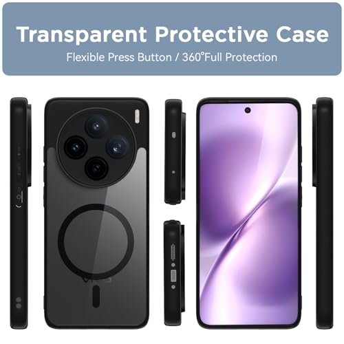 Image of Amazon Basics Back Cover for Vivo X200T 5G Compatible with Mag-Safe Smoke Back | Shockproof Design | Hard Transparent Back Case (Black Smoke Mag-Safe)