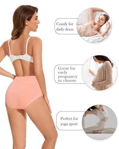 CAILECOTTON Womens Underwear Cotton Briefs Plus Size High Waisted Underwears Women Pack Cotton Panties for Women Pack4