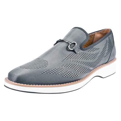 Image of LIBERTYZENO Mens Tuxedo Canvas Textile and Suede Leather Noble Loafers and Slip On Wedding Party Shoes for Easter Gift