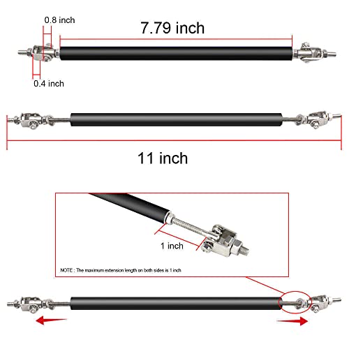 Tomicob 10Pcs Universal Front Bumper Lip Chin Spoiler Diffuser Body Kits, Glossy Black 4Pcs Sharp Corner Front Lips + 2Pcs 29" Side Skirts + 2Pcs Rear Lips + 2Pcs 8-11" Splitter Rods Fit For Most Cars #TOP6