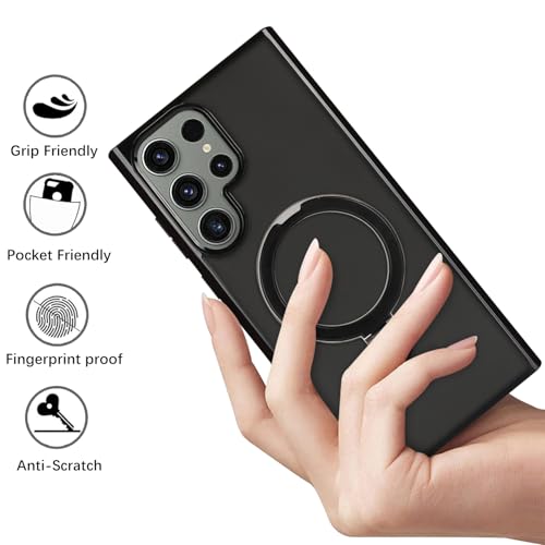 Image of Cavor for Samsung Galaxy S23 Ultra Case, Compatible with Magsafe, Black | Galaxy S23 Ultra Phone Case with Stand Magnetic, Shockproof Slim Protective Cases for Women Men