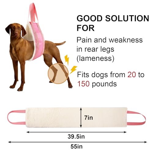 Harnais levage chien arthrose soulager pattes arrière rose L - 3