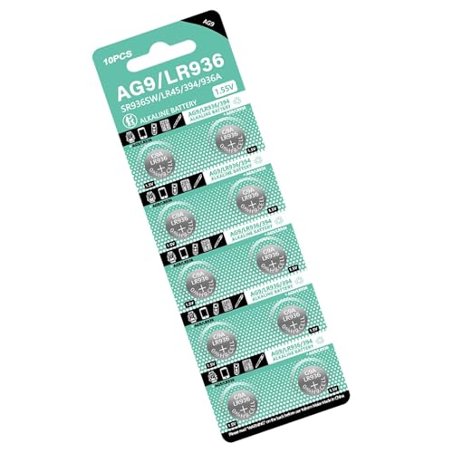 Pilas de botón AG9 LR936 de 1,5 V alcalinas de larga duración para calculadoras de controles remotos de juguete, 10 unidades