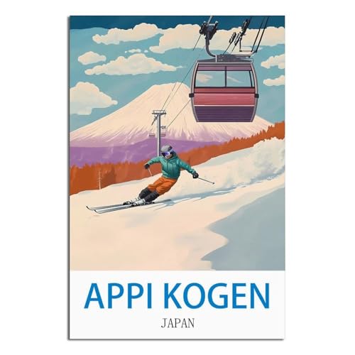 Poster de voyage Japon Appi Kogen LNBIAND grand format 50 x 75 cm déco murale