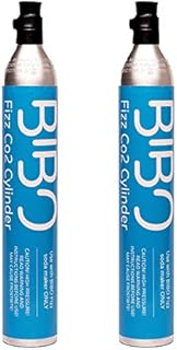 BIBO Fizz Gas Cylinder Twinpack - CO2 Canisters for Sparkling Water and Soda Maker Machine - Make Carbonated Fizzy Drinks at Home - 60 Litre, 2 Pack