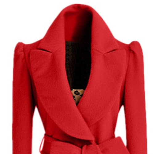 Maiyifu-GJ Womens Elegant Dress Coat Mid Long Notched Lapel Wool Blend Trench Coats Fall Winter Fashion Overcoat with Belt3