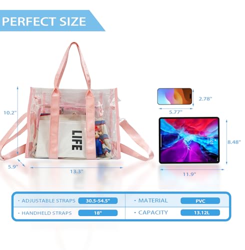 Clear Tote Bags Stadium Approved, Heavy Duty Travel Bags, Large Sports Shoulder Pack for Work,Competition2