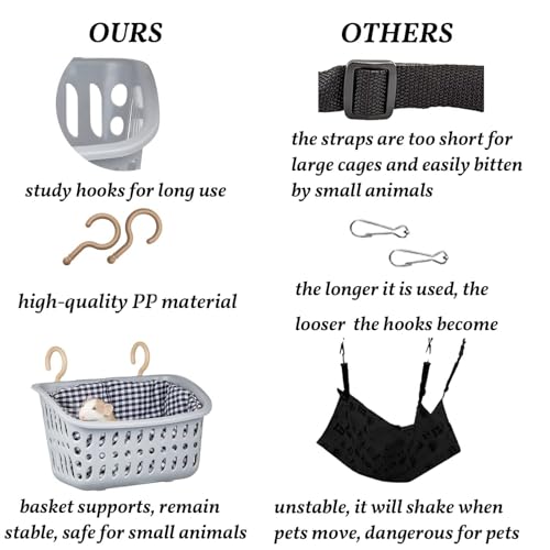 Image of JWShang Rat Hammock for Cage, Chew Proof Hanging Basket Bed with Sturdy Hooks, Pet Cage Accessories, Safe Cozy Small Animal Rodent Hammock for Sugar Glider Mice Snuggling Sleeping