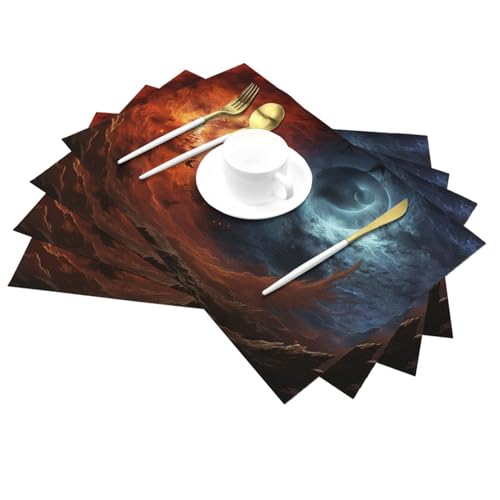 Set de table galaxie colorée en tissage premium thermorésistant x4