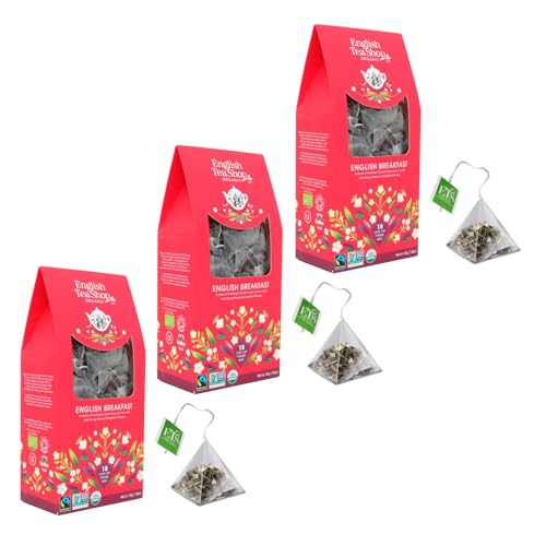 English Tea Shop® | Té Negro BIO Equosolidale | English Breakfast in Eco-Box - 3 x 15 Infusores de pirámide (135 Gr) | Té Negro Ceilán