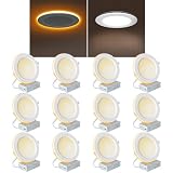 Recessed Lighting with Night Light 6 Inch, 14W 1300 Lumen 5CCT Dimmable Ultra Thin LED Recessed lights, 2700K/3500K/4000K/5000K/6500K Canless Downlight Light, CRI 90, ETL & FCC (6 Inch- 12 Pack)