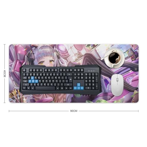 マウスパッド かわいいアニメ柄 VTuber バーチャル むらさきシオン 塩っ子 大型 ゲーミングマウスパッド キーボードパッド デスクマット 机 マット ゲーム用 多機能 エッジ周辺強化 変形防止 撥水/防水加工 耐久 滑り止め 光学式マウス対応 40x90cm