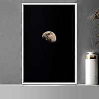Framed Canvas Wall Art Moon VAstronomy & Space Bedroom Colorful Contemporary Moon Multicolor Photography - 16x24 inches