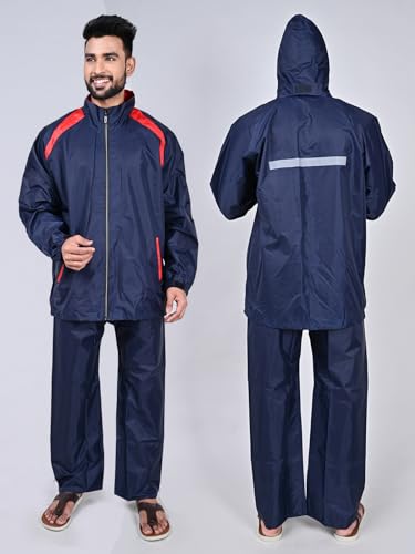 Image of Rupa Mens Rainwear For Men, Waterproof Nylon Blended Rain Standard Length Jacket With Pants And Carry Bag, Pack Of 1