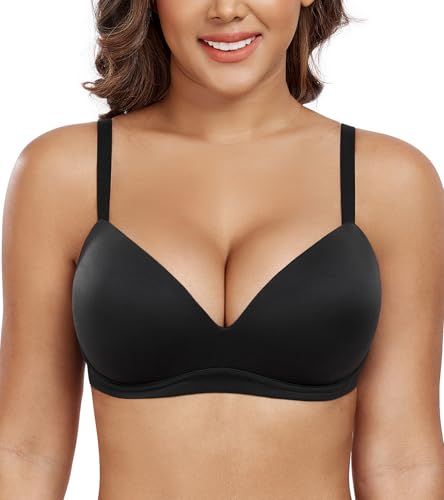 Image of DotVol Women's Push Up Wireless Comfortable Padded Plunge No Underwire Everyday Bra
