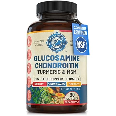 Advanced Joint Support Supplement with Glucosamine Chondroitin MSM Turmeric Boswelia. Supports Inflammatory Response, Discomfort Relief for Knees Hands Back & Joints. NSF Certified, USA Made. 90 Count Cover