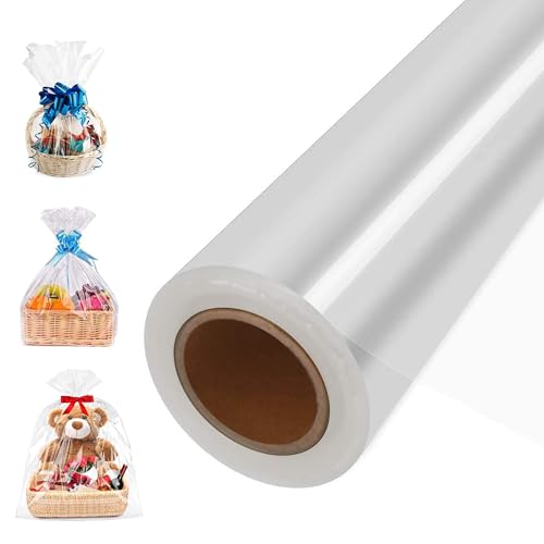 Clear Cellophane Wrap 40cm x 30m Roll | Durable Waterproof & Non-Tear Design | Safe Cellophane Sheet for Gift Baskets Flower Bouquets Hampers & Creative DIY Packaging