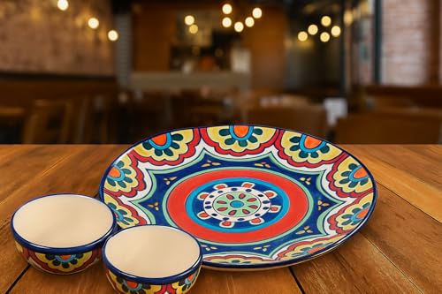 Image of HS HINDUSTANI SAUDAGAR Flora Fiesta Ceramic Plate and Bowl dinnerware Sets Plates for Dinner Pasta Breakfast & katori Dinner Set Ideal Dining Table Kitchen Design for Daily use and Gifting.