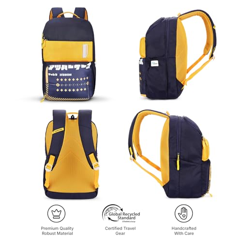 Image of uppercase Campus School Backpack | Well-Padded, Double Compartment with File Sleeve, Organizers, Side Bottle Pocket | For Boys & Girls | 500 Days Warranty