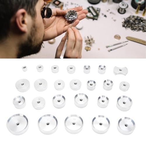 Diydeg Watch Dies Kit, 25pcs Aluminum Watch Pressing Die Set with Flat Round Dies, for Watch Repair Maintenance and Professional Watchmakers4