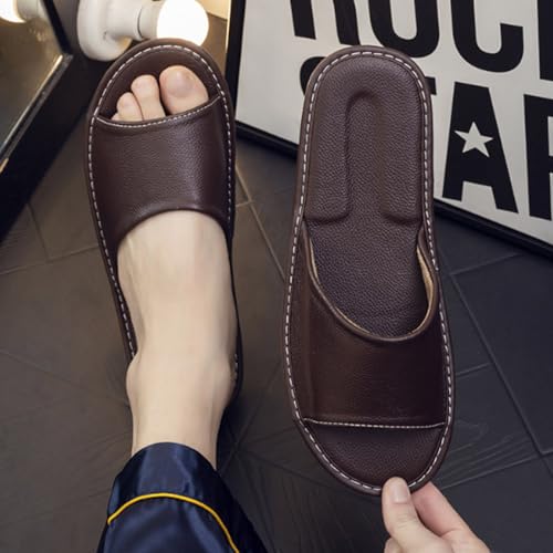 Men's Genuine Leather Slippers - Indoor/Outdoor Soft Flat Sandals2
