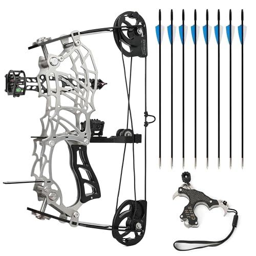 Poearcus Set arco compound da tiro con arco con asse corto da 15-32 libbre con freccia Adatto per la caccia in auto e il tiro al bersaglio indoor (Arco compound tipo 1)