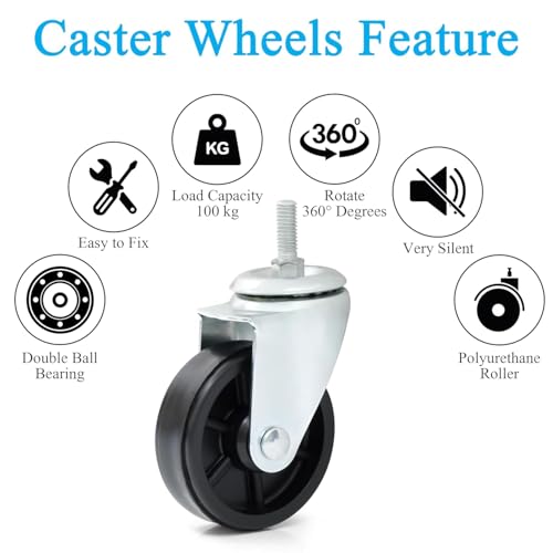 Image of 2-Tier Ups Stand for Double Battery & Inverter for Home & Office - Double Battery Metal Inverter Trolley with 6 Sturdy 360 Metal Caster Wheels - Double Battery Stand Inverter w /h Shelf - Hold 100Kg+
