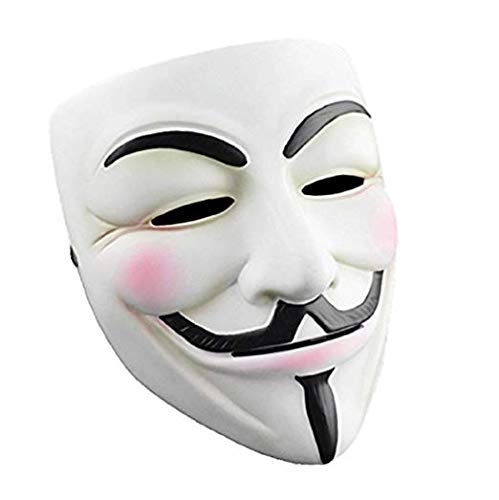 Guy Fawkes - Máscara de resina acolchada V para Vendetta Anónima, fiesta, cosplay, disfraz de Halloween, blanco, Talla única