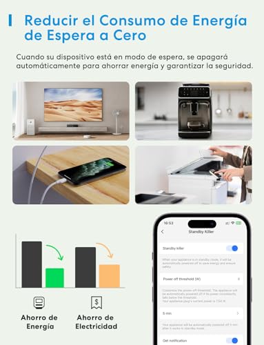 Meross - Toma conectada tipo F, 16 A, WiFi compatible con Alexa y Google Home, 2 tomas inteligentes con medición de consumo Bluetooth - imagen 3