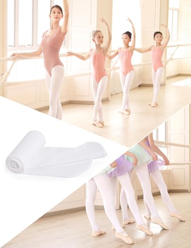 Image of LingTing Ballet Tights for Girls White Ultra Soft Pro Dance Tights Convertible Transition Tights for Toddler (2 Packs)