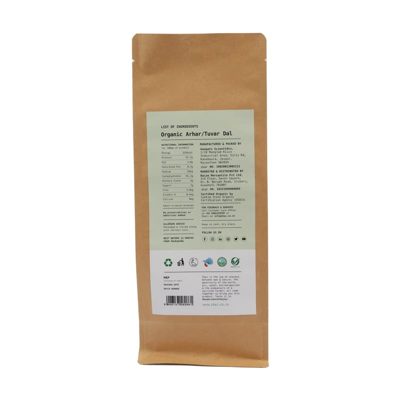 IKAI Organic Arhar/Tuvar Dal 1000 gm